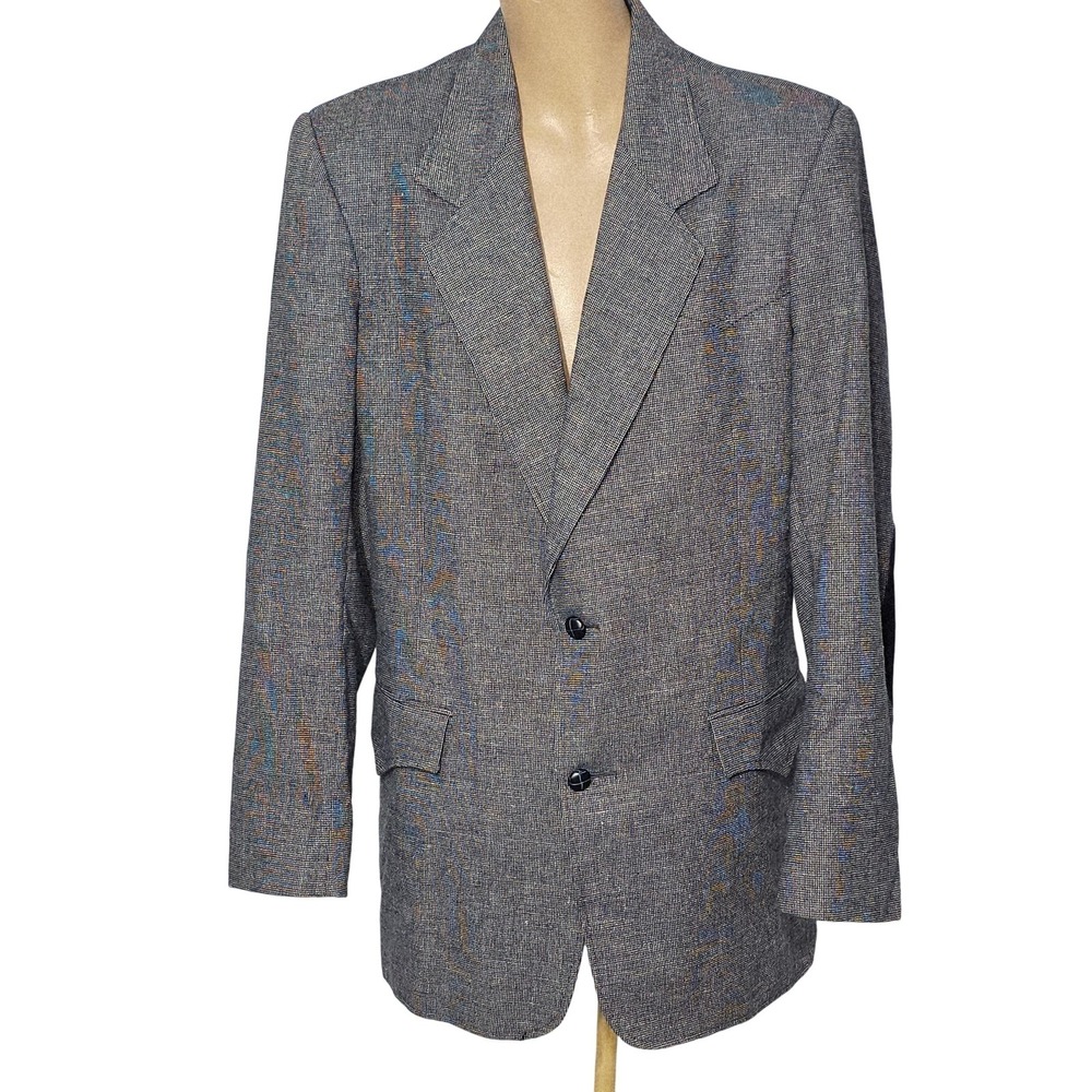 Pioneer Wear Blazer Mens 42L Blue Western Sport Coat Leather Elbow Patches USA